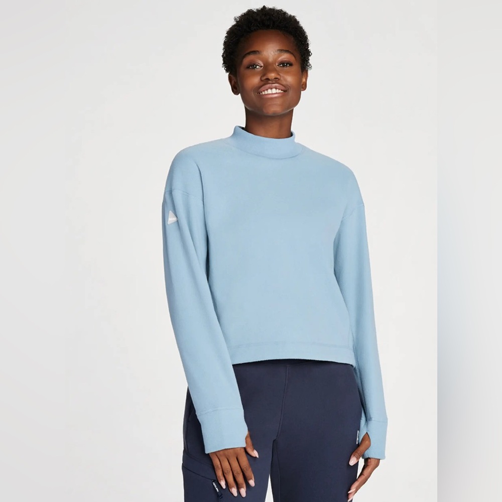 NWT Woman’s Hoka One Blue Fleece Ribbed Crewneck Size L